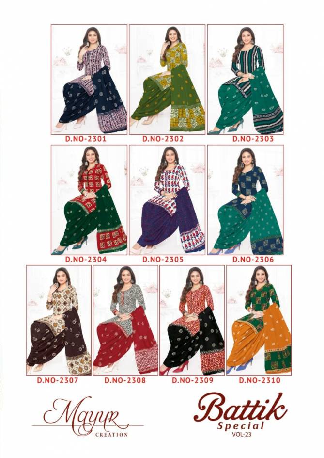 Battik Vol 23 By Mayur Printed Cotton Dress Material Catalog